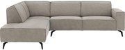 Goossens Hoekbank Hercules grijs, microvezel, 3-zits, modern design met ligelement links