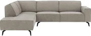 Goossens Hoekbank Hercules grijs, microvezel, 3-zits, modern design met ligelement links