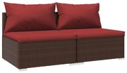 vidaXL 2-delige Loungeset met kussens poly rattan bruin