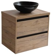 Sanicare Arda badkamermeubel 65cm diveria oak met ronde zwarte waskom