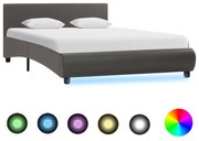 vidaXL Bedframe met LED kunstleer grijs 140x200 cm