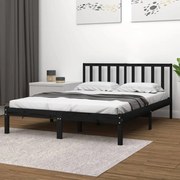 vidaXL Bedframe massief grenenhout zwart 135x190 cm 4FT6 Double