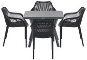 Garden Impressions Air XL tuinset 5-delig zwart - Mina tuintafel 90x90 cm