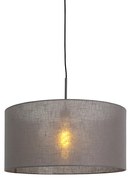 Stoffen Eettafel / Eetkamer Moderne hanglamp zwart met grijze kap 50 cm - Combi 1 Modern E27 rond Binnenverlichting Lamp