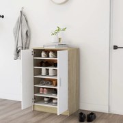 vidaXL Schoenenkast 60x35x92 cm spaanplaat wit en sonoma eikenkleurig