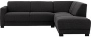 Goossens Zitmeubel My Style zwart, stof, 2,5-zits, stijlvol landelijk met chaise longue rechts