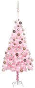 vidaXL Kunstkerstboom met LED's en kerstballen 150 cm PVC roze