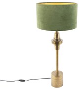 Art Deco tafellamp met velours kap groen 35 cm - Diverso Art Deco E27 cilinder / rond Binnenverlichting Lamp