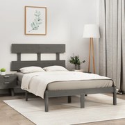 vidaXL Bedframe massief hout grijs 135x190 cm 4FT6 Double