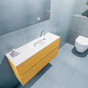 Mondiaz Ada 100cm toiletmeubel ocher met wastafel talc midden 1 kraangat