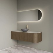 Gliss Design Alluro badmeubel ribbelfront met ronding rechts 140cm ash grey en wit marmer toppaneel