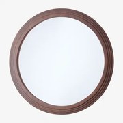 Ronde Eikenhouten Wandspiegel (ø75 Cm) Ozande Donker Hout - Sklum