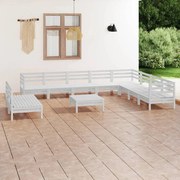 vidaXL 11-delige Loungeset massief grenenhout wit