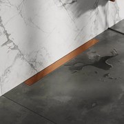 Brauer Douchegoot - 80x7.5cm - muurflens - tegelinlegrooster omkeerbaar - RVS - geborsteld koper DR-MRFW80GK