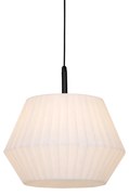 Moderne buiten hanglamp zwart met witte kap 45,6 cm IP44 - Robbert