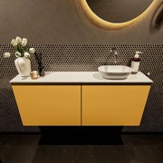 Mondiaz Fowy toiletmeubel 120cm ocher met witte waskom rechts zonder kraangat