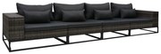 vidaXL 4-delige Loungeset met kussens poly rattan grijs