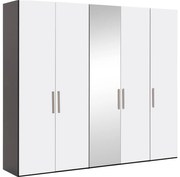 Goossens Kledingkast Easy Storage Ddk, Kledingkast 253 cm breed, 220 cm hoog, 4x draaideur en 1x spiegel draaideur midden