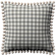 Dekoria Kussenhoes Wera met pompons, grijs-ecru  45 x 45 cm