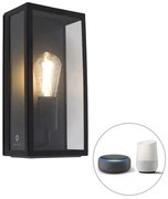 Smart buiten wandlamp zwart incl. WiFi ST64 IP44 - Rotterdam Modern E27 IP44 Buitenverlichting