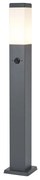 Buitenlamp antraciet met opaal glas 80cm IP44 met stopcontact en bewegingssensor - Malios Modern E27 IP44 Buitenverlichting