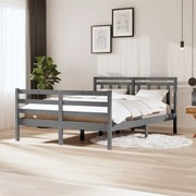 vidaXL Bedframe massief hout grijs 140x200 cm