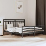 vidaXL Bedframe massief hout grijs 180x200 cm 6FT Super King