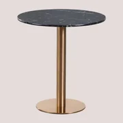 Ronde Bartafel In Marmer Cosmopolitan Zwart Marmer & Ø70 Cm & Roségoud - Sklum