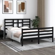 vidaXL Bedframe massief hout zwart 150x200 cm 5FT King Size