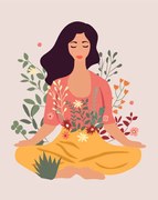 Ilustratie A woman meditates in a yoga, Usis