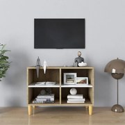 vidaXL Tv-meubel met houten poten 69,5x30x50 cm wit sonoma eikenkleur