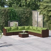 vidaXL 8-delige Loungeset met kussens poly rattan bruin