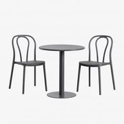 Set Van Ronde Tafel Ø70 Cm En 2 Tuinstoelen Mizzi Grijs – Grafiet - Sklum