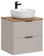 Comad Adele Cashmere badkamermeubel 60cm taupe met waskom en toppaneel eiken