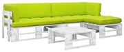 vidaXL 4-delige Loungeset pallet met kussens wit geïmpregneerd hout