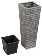 vidaXL Plantenbak verhoogd 30x30x80 cm poly rattan grijs