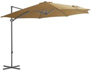 vidaXL Zweefparasol met stalen paal 300 cm taupe