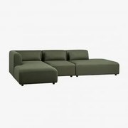 Linker Modulaire Chaise Longue Bank Van 3 Delen Met Divan Fogler Chenille Groen – Salie - Sklum