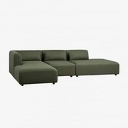 Modulaire 3-delige Bank Met Linker Chaise Longue En Divan Fogler Chenille Groen – Salie - Sklum
