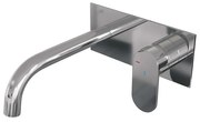 Brauer Chrome Edition Wastafelmengkraan inbouw - gebogen uitloop links - hendel breed plat - afdekplaat - model C 1 - chroom 5-CE-004-B3