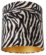 Stoffen Velours lampenkap zebra dessin 40/40/40 gouden binnenkant Klassiek / Antiek cilinder / rond