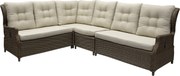 Ibiza hoek loungeset 4 delig verstelbaar bruin wicker | naturel mixed weave kussen