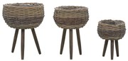 vidaXL Plantenbakken 3 st wicker met PE-voering