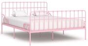 vidaXL Bedframe met lattenbodem metaal roze 200x200 cm