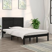 vidaXL Bedframe massief hout zwart 135x190 cm 4FT6 Double