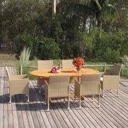 vidaXL 7-delige Tuinset poly rattan beige