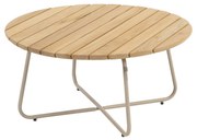 4 Seasons Outdoor Verdi loungetafel latte met rond teak blad Ø 73 cm SALE Loungetafel   beige weerbestendig