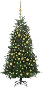 vidaXL Kunstkerstboom met LED's en kerstballen 180 cm PVC en PE groen