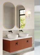 Muebles Ezra badmeubel ribbelfront 120cm terracotta met wit toppaneel zonder waskom