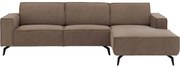 Goossens Hoekbank Hercules bruin, microvezel, 3-zits, modern design met chaise longue rechts